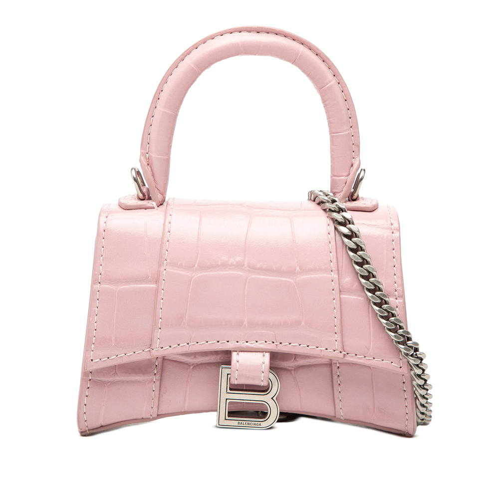 Pre-Loved Balenciaga Nano Croc Embossed Hourglass Top Handle Bag